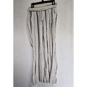 Roxy Pants Womens 6 Striped Linen Blend Coastal Nautical Fisherman Beach Boat